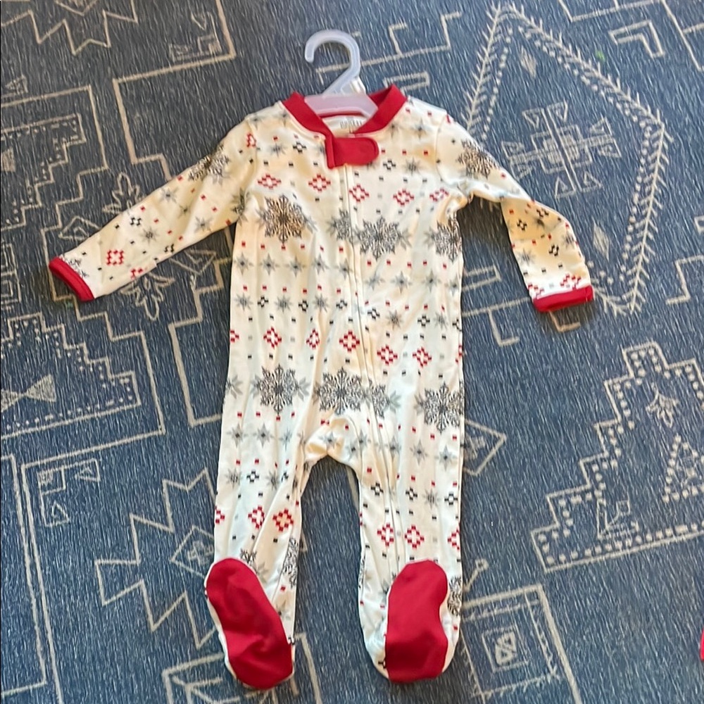 NWT Honest Baby Christmas Holiday Print Long Sleeve Zip Up One Piece 3-6 months